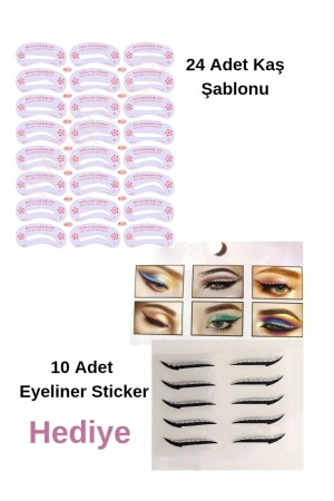 Wiederverwendbare 24-teilige Augenbrauen-Schablonenformer, 10-teilige Eyeliner-Aufkleber-Make-up-Set-Form - 2