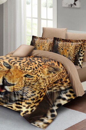 Wild Tiger Doppelbett-Bettbezug-Set, 3D-Baumwollsatin, monohome2532 - 3