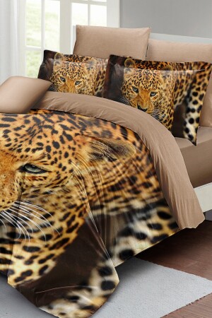 Wild Tiger Doppelbett-Bettbezug-Set, 3D-Baumwollsatin, monohome2532 - 4