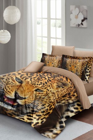 Wild Tiger Doppelbett-Bettbezug-Set, 3D-Baumwollsatin, monohome2532 - 2