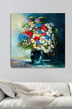 Wildblumen-Leinwandgemälde 100 x 100 cm KRÇÇKLRİ018 - 2