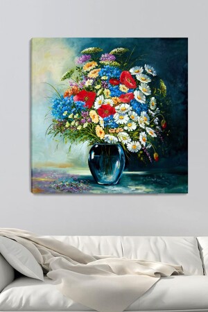 Wildblumen-Leinwandgemälde 100 x 100 cm KRÇÇKLRİ018 - 4