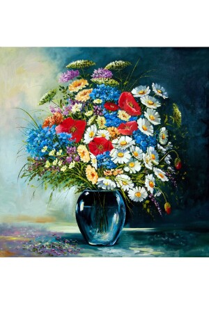 Wildblumen-Leinwandgemälde 100 x 100 cm KRÇÇKLRİ018 - 5