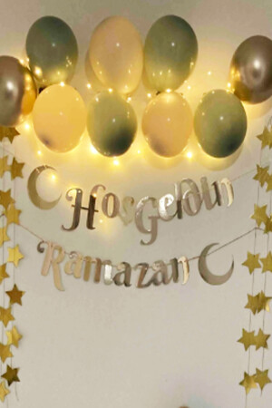 Willkommen Ramadan geschrieben 17-teiliges Ornament-Set 11 Monate Sultan Feast LED beleuchtete Schriftzug Ballonkette - 3