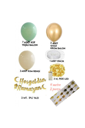 Willkommen Ramadan geschrieben 17-teiliges Ornament-Set 11 Monate Sultan Feast LED beleuchtete Schriftzug Ballonkette - 4