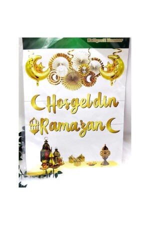 Willkommen Ramadan geschrieben 17-teiliges Ornament-Set 11 Monate Sultan Feast LED beleuchtete Schriftzug Ballonkette - 5