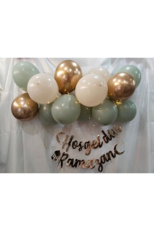 Willkommen Ramadan Gold Kalligraphie Schriftzug Led Kette Ballon Eid al-Fitr Raumdekoration Set - 2