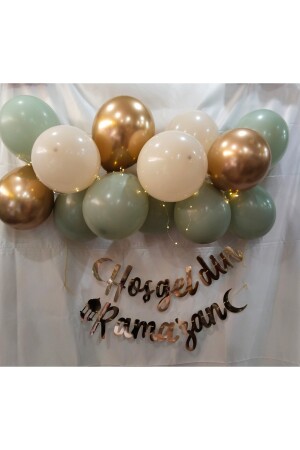 Willkommen Ramadan Gold Kalligraphie Schriftzug Led Kette Ballon Eid al-Fitr Raumdekoration Set - 4