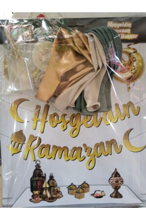 Willkommen Ramadan Gold Kalligraphie Schriftzug Led Kette Ballon Eid al-Fitr Raumdekoration Set - 5