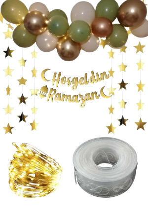 Willkommen Ramadan Gold Schriftzug LED-Kette Ballon-Set Sultan von 11 Monaten Eid al-Fitr Raumdekorationsset - 3