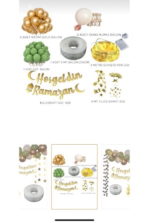 Willkommen Ramadan Gold Schriftzug LED-Kette Ballon-Set Sultan von 11 Monaten Eid al-Fitr Raumdekorationsset - 5