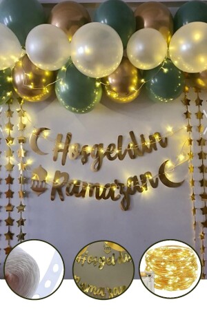 Willkommen Ramadan Gold Schriftzug Led Kette Ballon Set Sultan von 11 Monaten Ramadan Fest Raumdekoration Set Alle Altersgruppen - 2