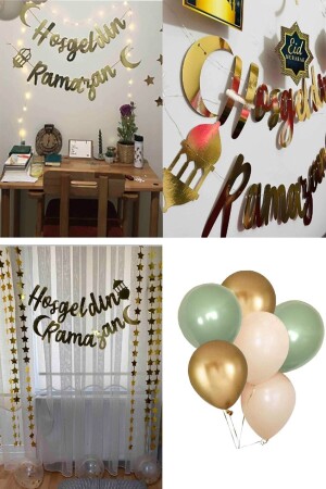 Willkommen Ramadan Gold Schriftzug Led Kette Ballon Set Sultan von 11 Monaten Ramadan Fest Raumdekoration Set Alle Altersgruppen - 5