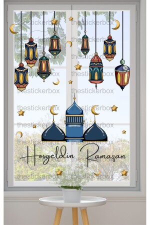 Willkommens-Ramadan-Themenmoschee und Laterne, Barmherzigkeitsbär, Glaswandornamente, Aufkleber-Set, 25 x 100 - 2