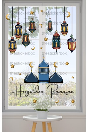 Willkommens-Ramadan-Themenmoschee und Laterne, Barmherzigkeitsbär, Glaswandornamente, Aufkleber-Set, 25 x 100 - 3