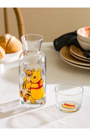 Winnie The Pooh Baskılı Bardak Kapaklı Cam Sürahi 700 Ml SHG-LCWHOME1249 - 4