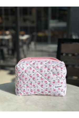 Winzige Make-up-Tasche mit rosa Blumenmuster – große Größe - 1