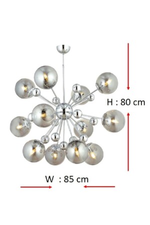 Wohnzimmer-Kronleuchter, großer Flur-Kronleuchter, Rauchglas-Kugel-Kronleuchter, Weltrauchfarben, 12-teilig - 8