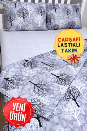 Wood Ağaç Desenli Lastikli Çarşaflı Çift Kişilik Nevresim Takımı cndn-agaçlı-çk - 1