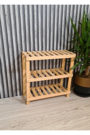 Wood's Wooden Dekoratives 3-teiliges Schuhregal aus Naturholz – Eingang – Balkon-Organizer-Regal - 5