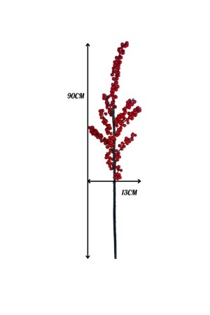 Yapay Çiçek Kokina Uzun Dal 90cm Yılbaşı Çiçeği Red Berry - 6