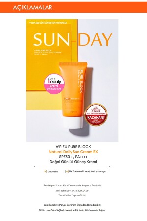 Yapışkan His Bırakmayan Güneş Koruyucu 50ml Apıeu Pure Block Daily Sun Cream Ex Spf45-pa - 4