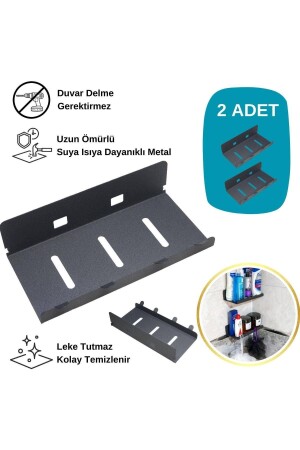 Yapışkanlı 2li Siyah Köşe Şampuan Tutucu- Banyo Düzenleyici- Mutfak Raf Düzenleyici Duş Rafı Mt81s - 4