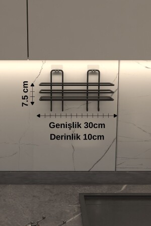 Yapışkanlı 4 Kancalı Banyo ve Mutfak Düzenleyici Mat Siyah Doş Askısı - 5