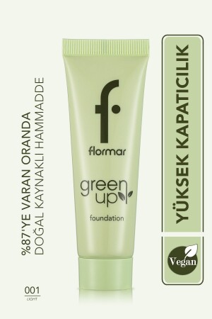 Yarı Mat Bitişli Su Bazlı Vegan Fondöten - Green Up Foundation - 001 LIGHT - 4251903322201 - 2