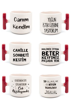 YAZI BASKILI RENKLİ T KULP'LU NESCAFE & LATTE 6 LI FİNCAN SET xxx12 - 3