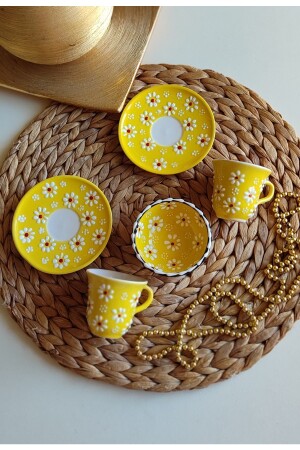 Yellow Daisy 2-Personen-Kaffeetassen-Set und Schüssel pap01 - 6