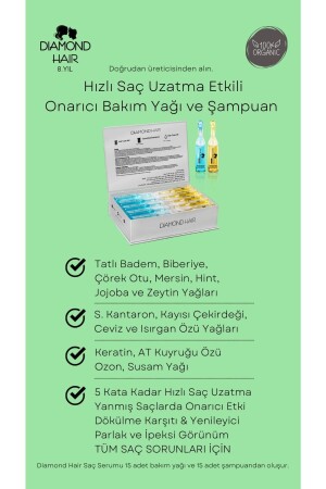 Yıpranmış- Geç Uzayan- Dökülen Saçlar 12 Bitkiden Seyreltilmemiş Keratin Bakım Yağı & Ozon Şampuan - 5