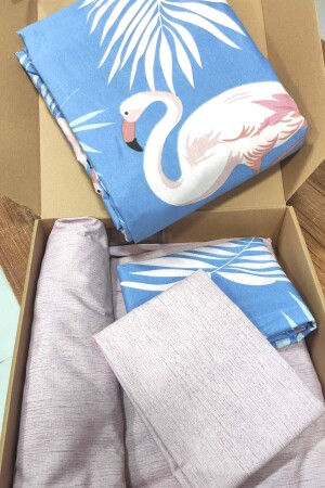 Young Flamingo Dusty Rose 4-teiliges Bettbezug-Set mit elastischen Laken für Einzelperson (100 x 200 cm) - 5