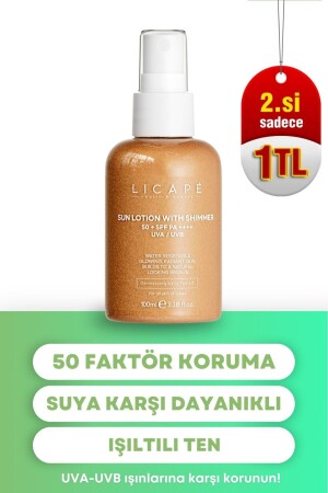 Yüksek Koruma Suya Dayanıklı Işıltılı -50 Faktör Güneş Kremi 100ml - 2