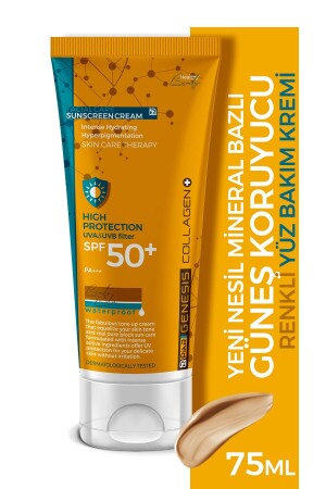 Yüksek Korumalı Kolajen Leke Karşıtı Ton Eşitleyici Spf 50 Renkli Yüz Güneş Kremi 75 ml - 2