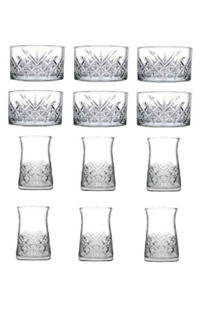 Zeitloses 24-teiliges Snackschalen- und Teeglas-Set Mitgift-Set paşabahçe24-teiliges Spezialset - 2