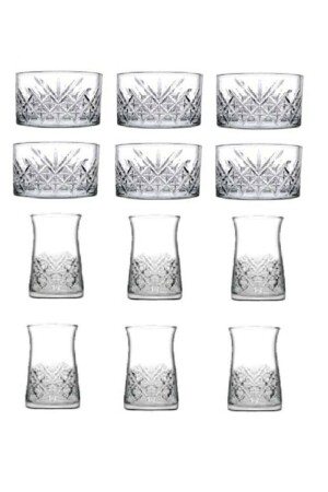 Zeitloses 24-teiliges Snackschalen- und Teeglas-Set Mitgift-Set paşabahçe24-teiliges Spezialset - 4