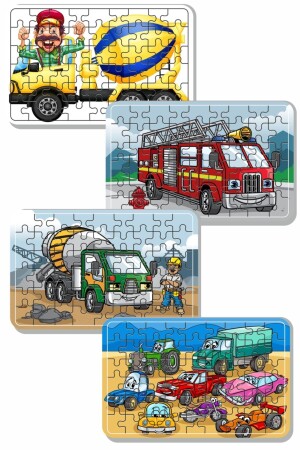 Zement-LKW, Feuerwehrauto, Autos 54-teiliges Holzpuzzle A41700 - 1