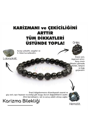 Zertifiziertes Naturstein-Charisma-Armband|Labradorit-Onix/Onyx-Hämatit-Naturstein|Vatertagsgeschenk MysticEnergyBeklet-t - 2