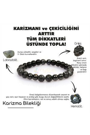 Zertifiziertes Naturstein-Charisma-Armband|Labradorit-Onix/Onyx-Hämatit-Naturstein|Vatertagsgeschenk MysticEnergyBeklet-t - 4