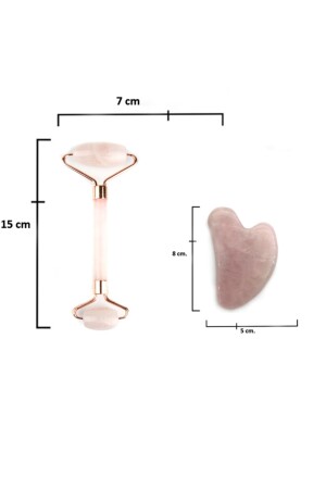 Zertifiziertes Rosenquarz-Gua-Sha- und Roller-Set – Erstklassig (zertifiziert) RGPK001 - 5