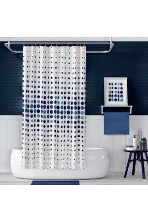 Zethome Blue Polka Dot Badezimmervorhang, einflügelig, 1 x 180 x 200, Duschvorhang BAPEVD4961MAVT - 6