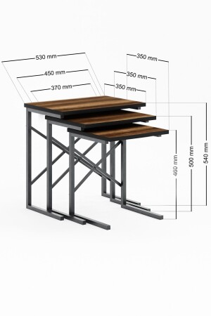 Zg1 3-teiliger Couchtisch, Metall-Couchtisch – Sakramento ZG1-3653S - 10