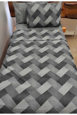 Zigzag Grey 4-teiliges Bettbezug-Set mit elastischen Laken für eine Einzelperson (100 x 200 cm) yenizigzak-nevrresimtk - 4