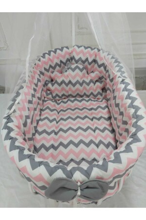 Zigzag Pink Grey Basket Kinderbett-Schlafset (Kinderbett nicht im Lieferumfang enthalten) 19780203709 - 5