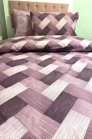 Zigzag Plum 4-teiliges Bettbezug-Set mit elastischen Laken für eine einzelne Person (100 x 200 cm) - 4