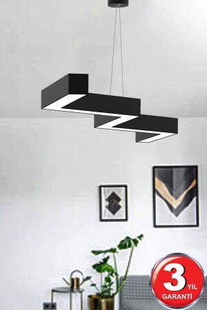 Zigzag (schwarzes Gehäuse, Tageslicht) Moderner LED-Kronleuchter mit LED, Wohnzimmer, Küche, Wohnschlafzimmer, Pendelleuchte Zigzag 30 cm Arm Schwarz 4000 K - 1