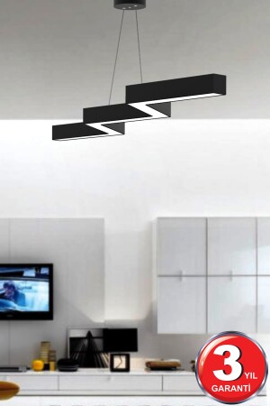 Zigzag (schwarzes Gehäuse, Tageslicht) Moderner LED-Kronleuchter mit LED, Wohnzimmer, Küche, Wohnschlafzimmer, Pendelleuchte Zigzag 30 cm Arm Schwarz 4000 K - 8