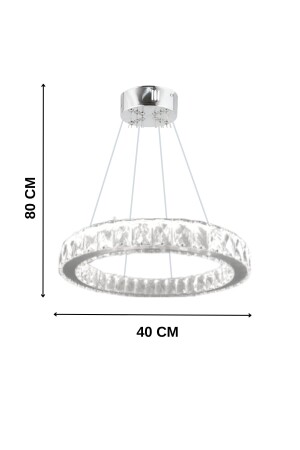 Zilla Single Modern Pendelleuchte Kristallstein LED-Kronleuchter – 3 Farben steuerbar – (WEISS – GELB – TAGESLICHT)40 cm SAPHIR40GMS - 4