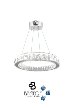 Zilla Single Modern Pendelleuchte Kristallstein LED-Kronleuchter - 3 Farben (WEISS - GELB - TAGESLICHT)30 cm SAPPHIRE30GMS - 6